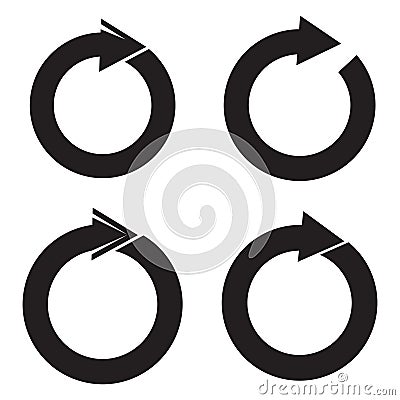 Arrow cycle icon. Simple circular vector. Clean black rotation. Flow graphic symbol. Vector Illustration