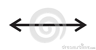 Arrow double long, straight right line, black cursor, horizontal element, thin pointer vector icon. Simple illustration Vector Illustration