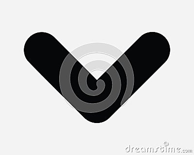 Down Caret Arrow Pointing South Point Pointer Scroll Swipe Gesture Downward Below Under Orientation Icon Sign Shape Vector Vector Illustration