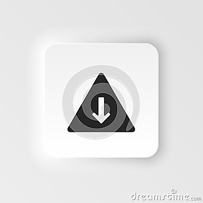 Arrow, down, pyramid neumorphic style vector icon. Simple element illustration from UI concept. Arrow, down, pyramid Vector Illustration