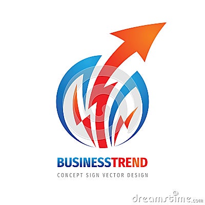 Arrow dynamic logo design. Business strategy sign. Exchange market investment symbol. Progress direction success icon. Lightning Vector Illustration