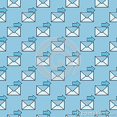 Arrow with Envelope vector Send Message colored seamless pattern Stock Photo