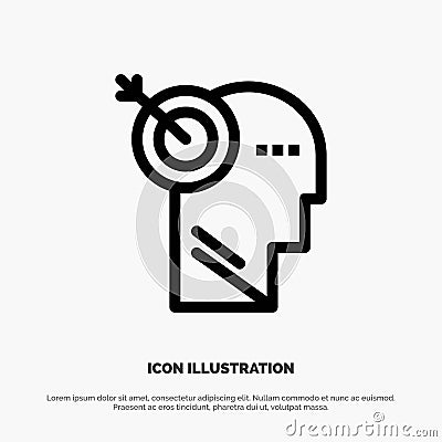 Arrow, Focus, Precision, Target Line Icon Vector Vector Illustration