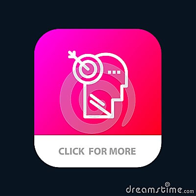 Arrow, Focus, Precision, Target Mobile App Button. Android and IOS Line Version Vector Illustration