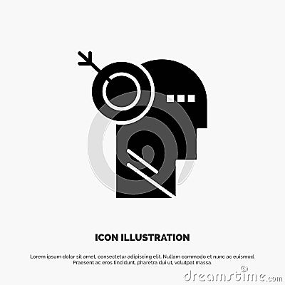 Arrow, Focus, Precision, Target solid Glyph Icon vector Vector Illustration