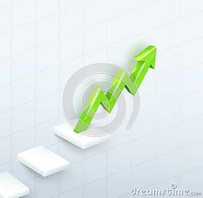 Arrow Graph with steps up Vector Illustration