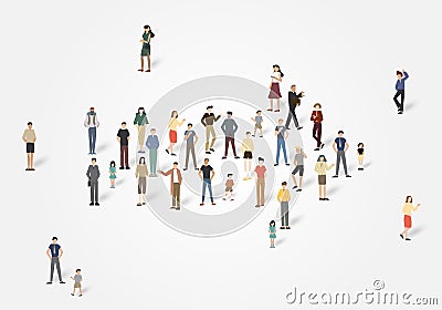 Arrow group of people with copyspace. Cartoon Illustration