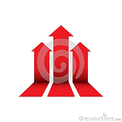 Arrow growing graph vector icon. Progress arrow grow sign illustration. Business concept. Vector Illustration