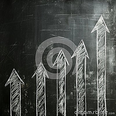 The arrow of the growing trend drawn on the board Cartoon Illustration