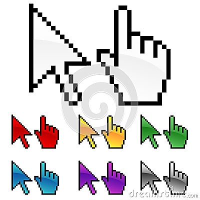 Arrow And Hand Cursors Vector Illustration