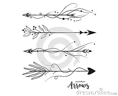 Arrow hand drawn set. Vector arrows collection in boho rustic st Vector Illustration