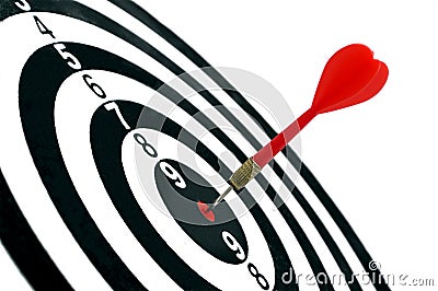 Arrow hit the center of target Stock Photo