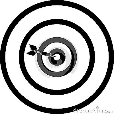 Arrow hits bullseye icon symbol black white Vector Illustration