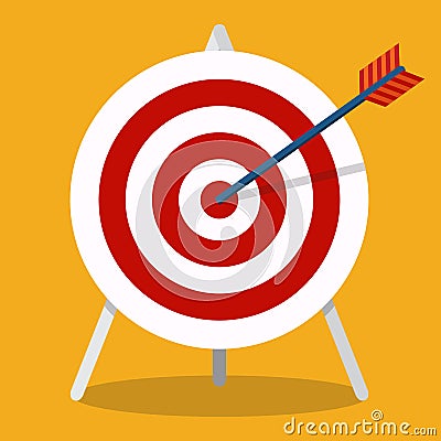 Arrow hitting a target. Business concept.Icon isolated on background. Vector flat icon Vector Illustration