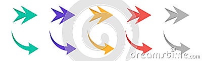Arrow icon set. Arrows vector icons. Colored curve cursor collection. Vector illustration Cartoon Illustration