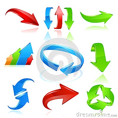 Arrow icon set in colors Stock Photo