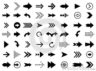 Arrow icon set. Modern simple arrows, cursor. Directional arrow flat style isolated on white background. Vector Vector Illustration
