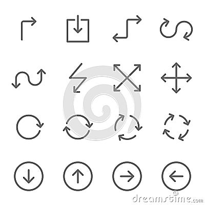 Arrow icon vector set illustration. Contains such icon as Navigation, Refresh, Scale, Expand, Download, Direction and more. Expand Vector Illustration