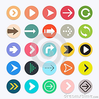 Arrow icons color symbol collection. Vector Illustration