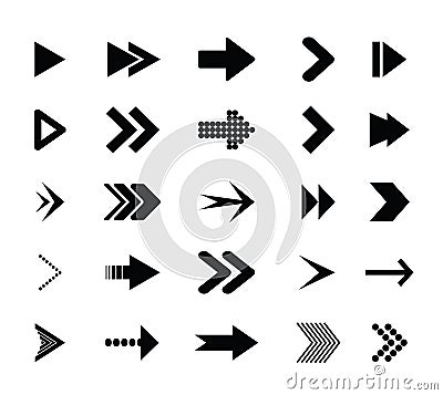 Arrow icons. Icons cursor button label next page web interface. Flat navigation symbol Stock Photo