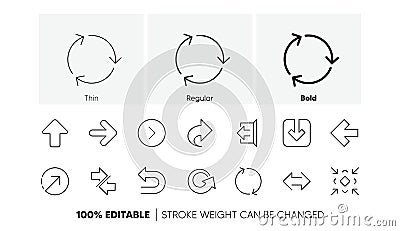 Arrow icons. Download, Synchronize and Share. Linear icon set. Line icons. Vector Vector Illustration