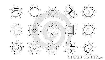 Arrow icons. Download, Synchronize and Share. Linear icon set. Vector Vector Illustration