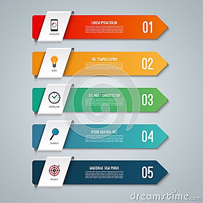 Arrow infographic concept with 5 options. Vector Illustration