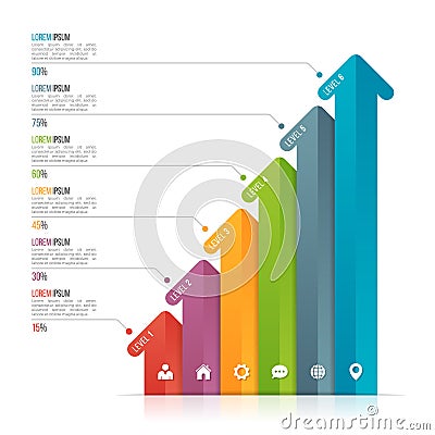 Arrow infographic template for data visualization. 6 options Vector Illustration