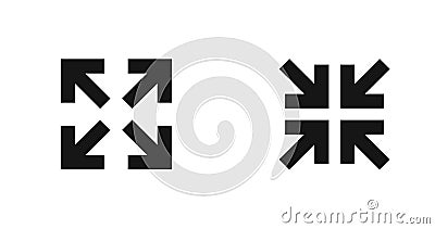 Arrow inside and out in square black icon. Set direction pointer abstract symbol. Vector Vector Illustration