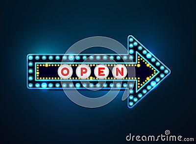 Arrow light neon sign Vector Illustration