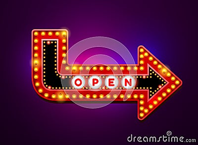 Arrow light neon sign Vector Illustration