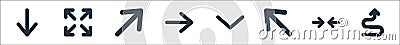 arrow line icons. linear set. quality vector line set such as up arrow, left and right arrows, up left, down, right, up right, Vector Illustration