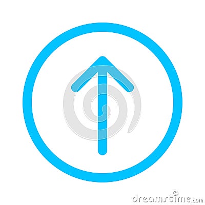 Arrow line pointer up in circle blue isolated on white, arrow in circular strokes for direction, arrows button simple graphic, Vector Illustration