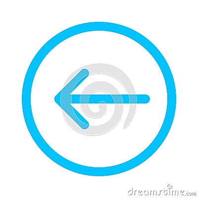 Arrow line pointing left in circle blue isolated on white, arrow in circular strokes for direction left, arrows button simple Vector Illustration