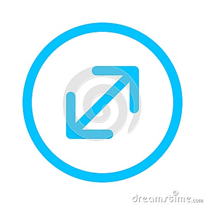 Arrow line pointing right up and down in circle blue isolated on white, arrow in circular strokes for direction right up down, Vector Illustration