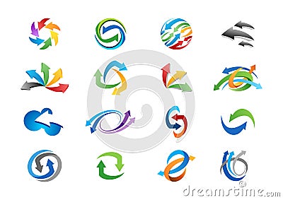 Arrow, logo, arrows element logotype, set collection arrows symbol icon vector design Vector Illustration