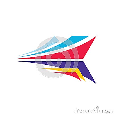 Arrow logo template design. Abstract dynamic wing vector logo sign. Development strategy logo icon. Vector Illustration