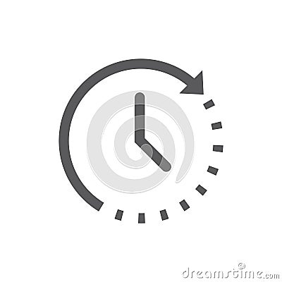 Arrow loop clock black vector icon Vector Illustration