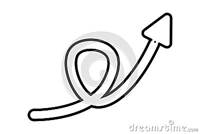 Arrow with loop arrow line icon black website symbol minimalist outline sign Stock Photo