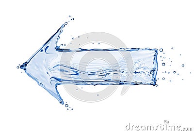 Arrow made of water on a white background Stock Photo