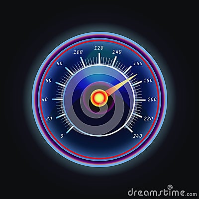 Arrow on measuing gauge or speedometer Vector Illustration