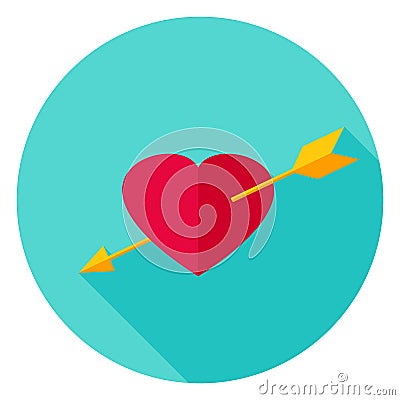 Arrow Pierced Heart Circle Icon Vector Illustration