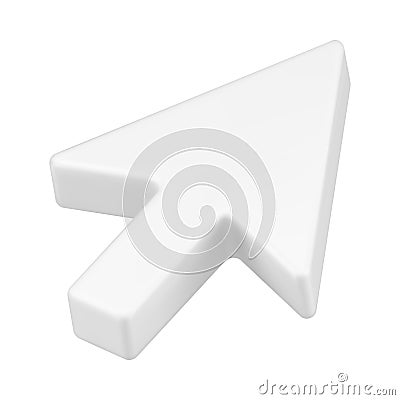 Arrow pointer 3d. White volumetric mouse cursor for website Vector Illustration