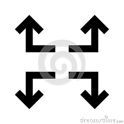 Arrow pointing direction button isolated on white, simple arrow for icon flat outline, black arrow up down left and right Vector Illustration