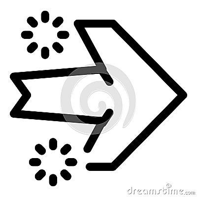 Arrow pointing right with loading circles representing progress and movement Vector Illustration