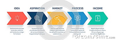 Arrow process steps chart. Business startup step arrows, work flow graph and success stages vector infographic concept Vector Illustration