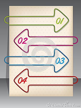 Arrow shaped binding clip infographic design Vector Illustration