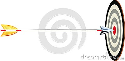 Arrow shot, it hits a target. Vector Illustration