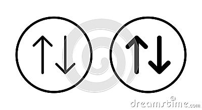 Arrow sort icon on circle line. Item sorting sign symbol Vector Illustration