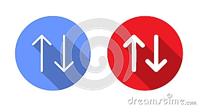 Arrow sort icon with long shadow. Item sorting button Vector Illustration